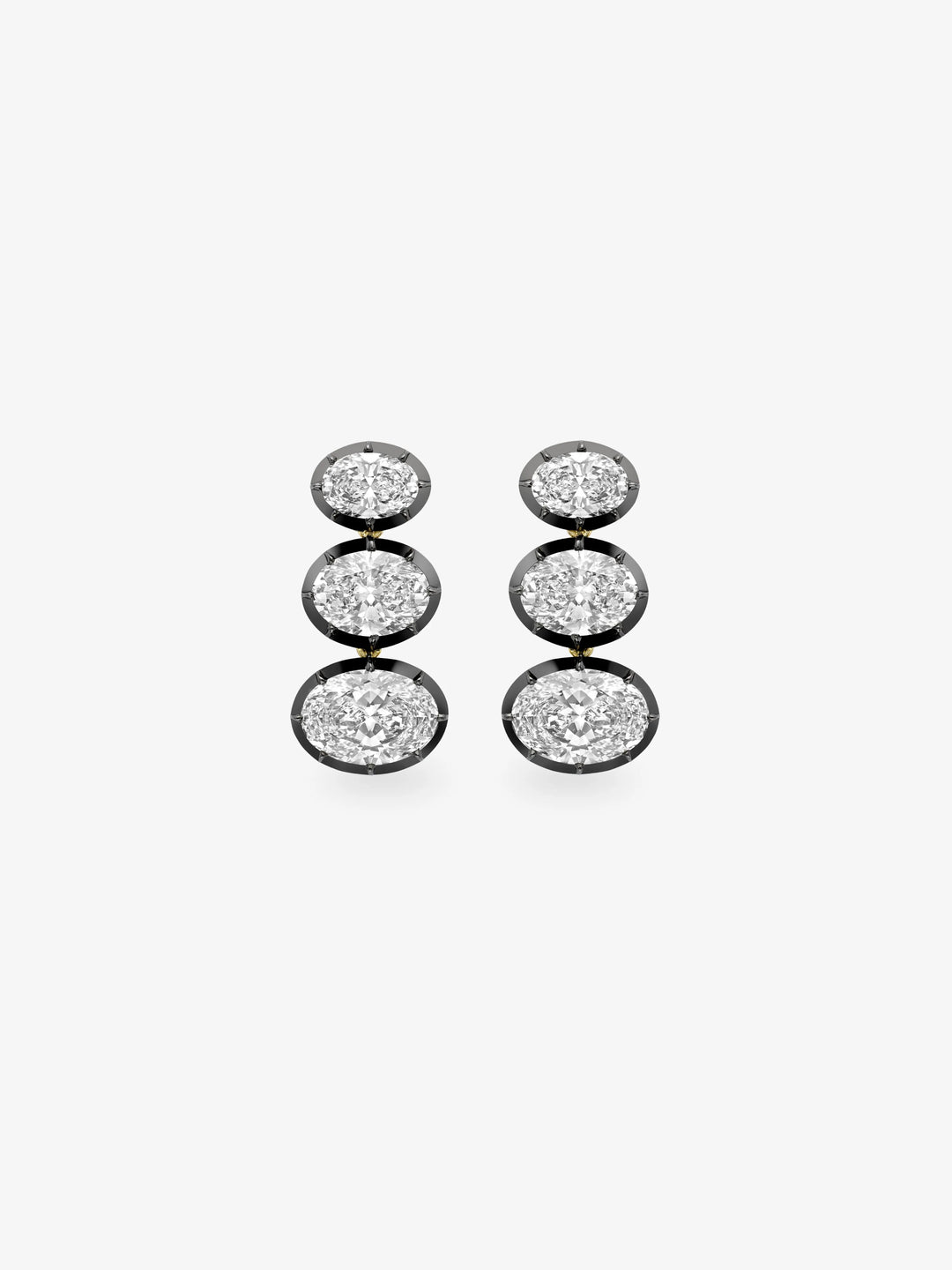 Stacked Oval Diamond Earrings  View 1
