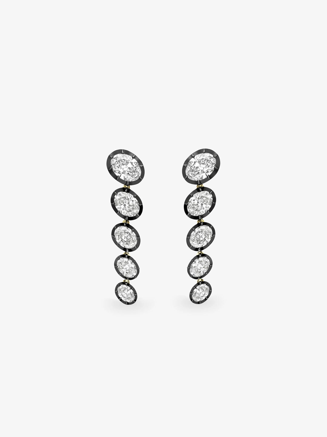 Stacked Oval Long Diamond Earrings  View 1