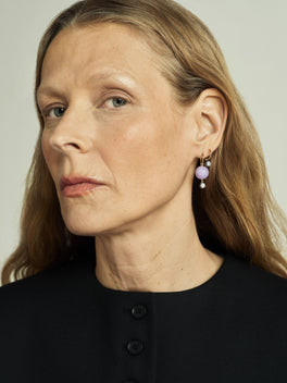 Orbit Lilac Jade & 0.40ct Diamond Sphere Gypset Hoop Earrings