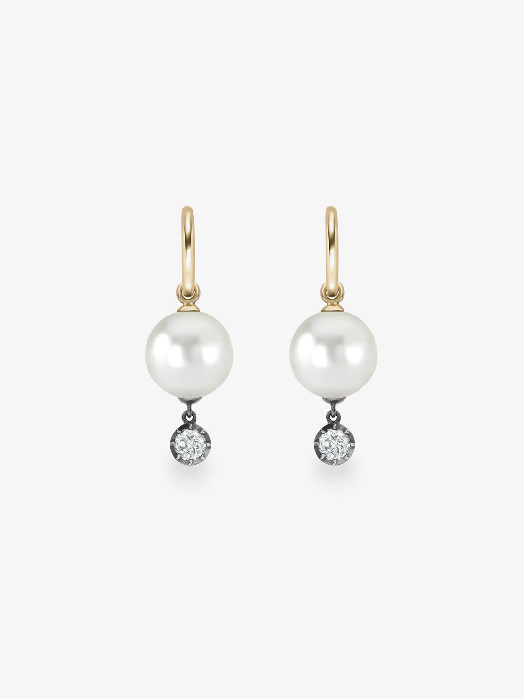 0.20ct Pearl & Diamond Gypset Hoop Earrings  View 1