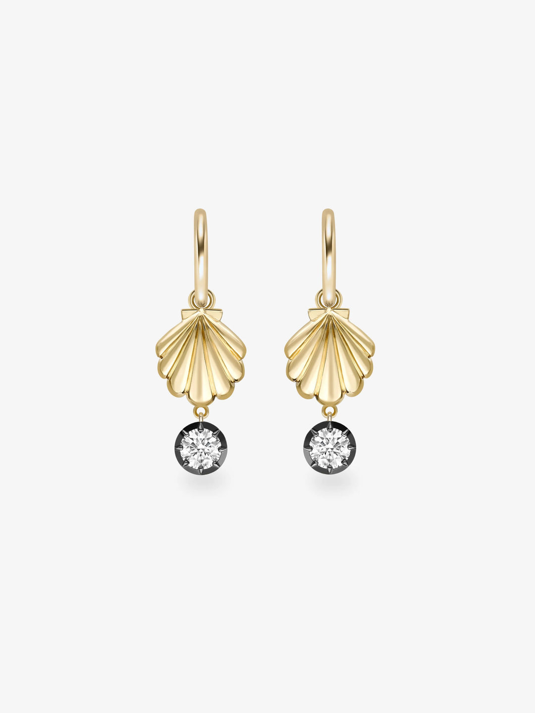 Beaches Shell & 0.40ct Diamond Gypset Hoop Earrings  View 1