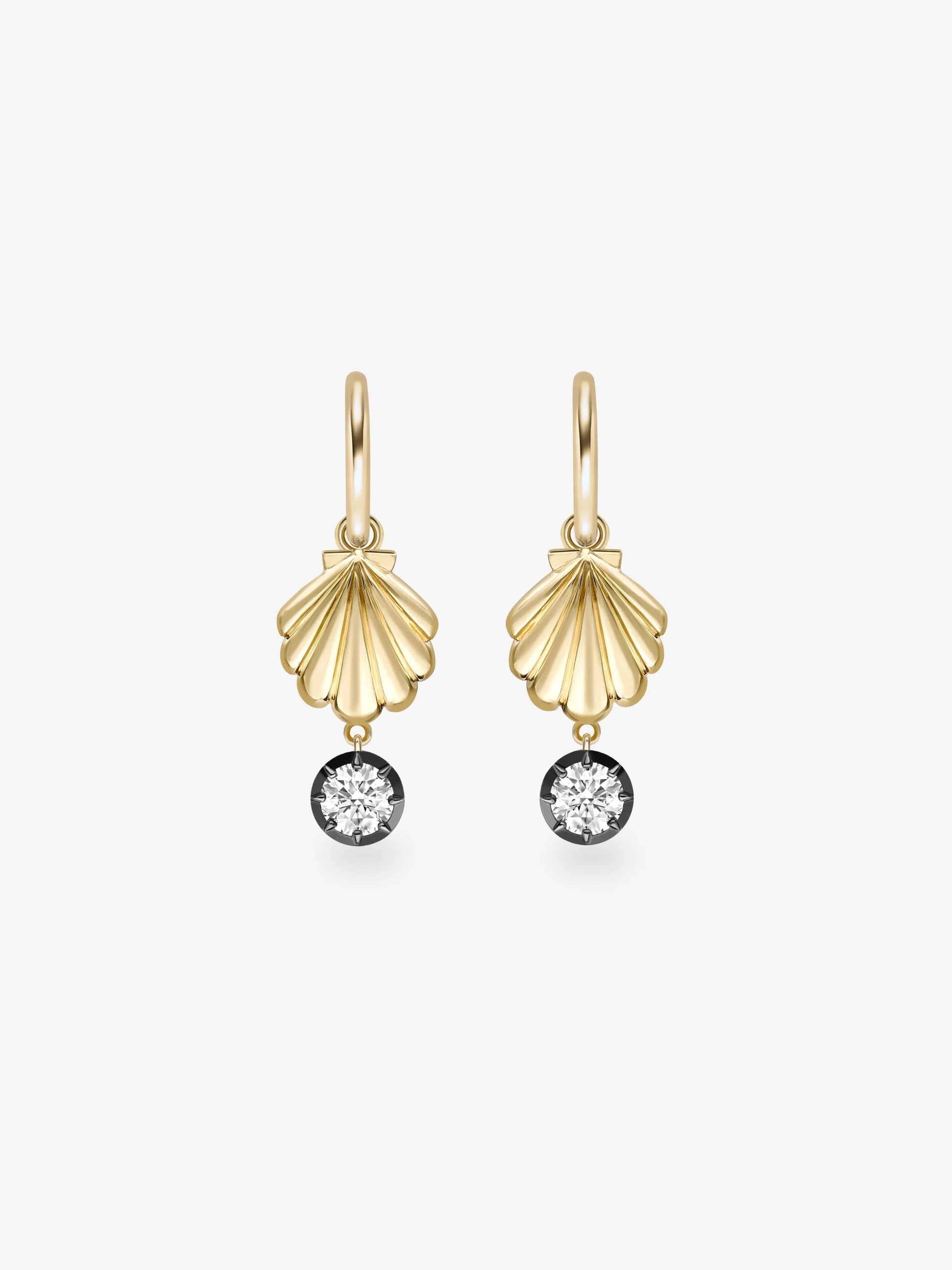 Beaches Shell & 0.40ct Diamond Gypset Hoop Earrings View 1