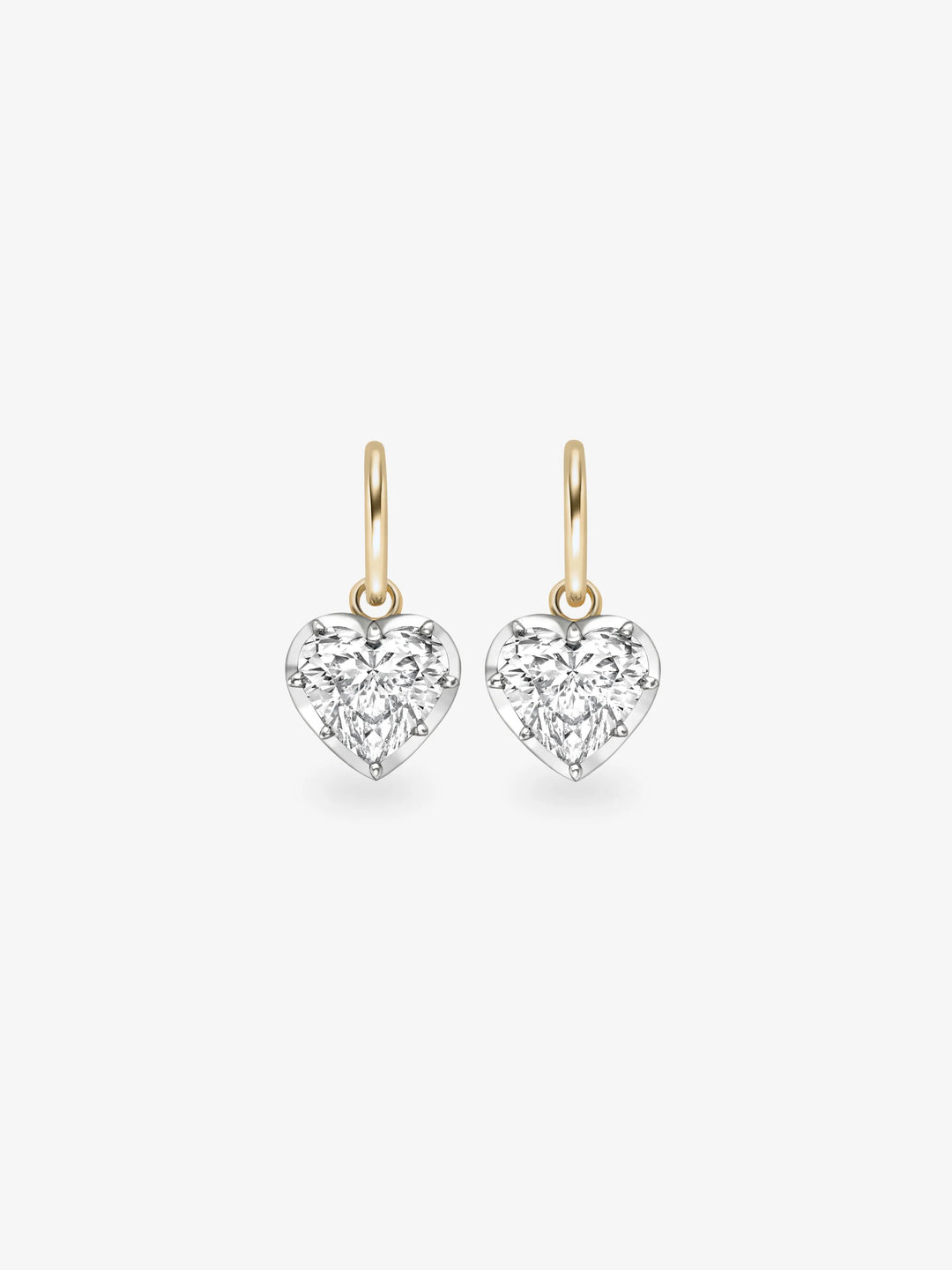 2ct Heart-Shaped Diamond & White Gold Gypset Hoop Earrings  View 1