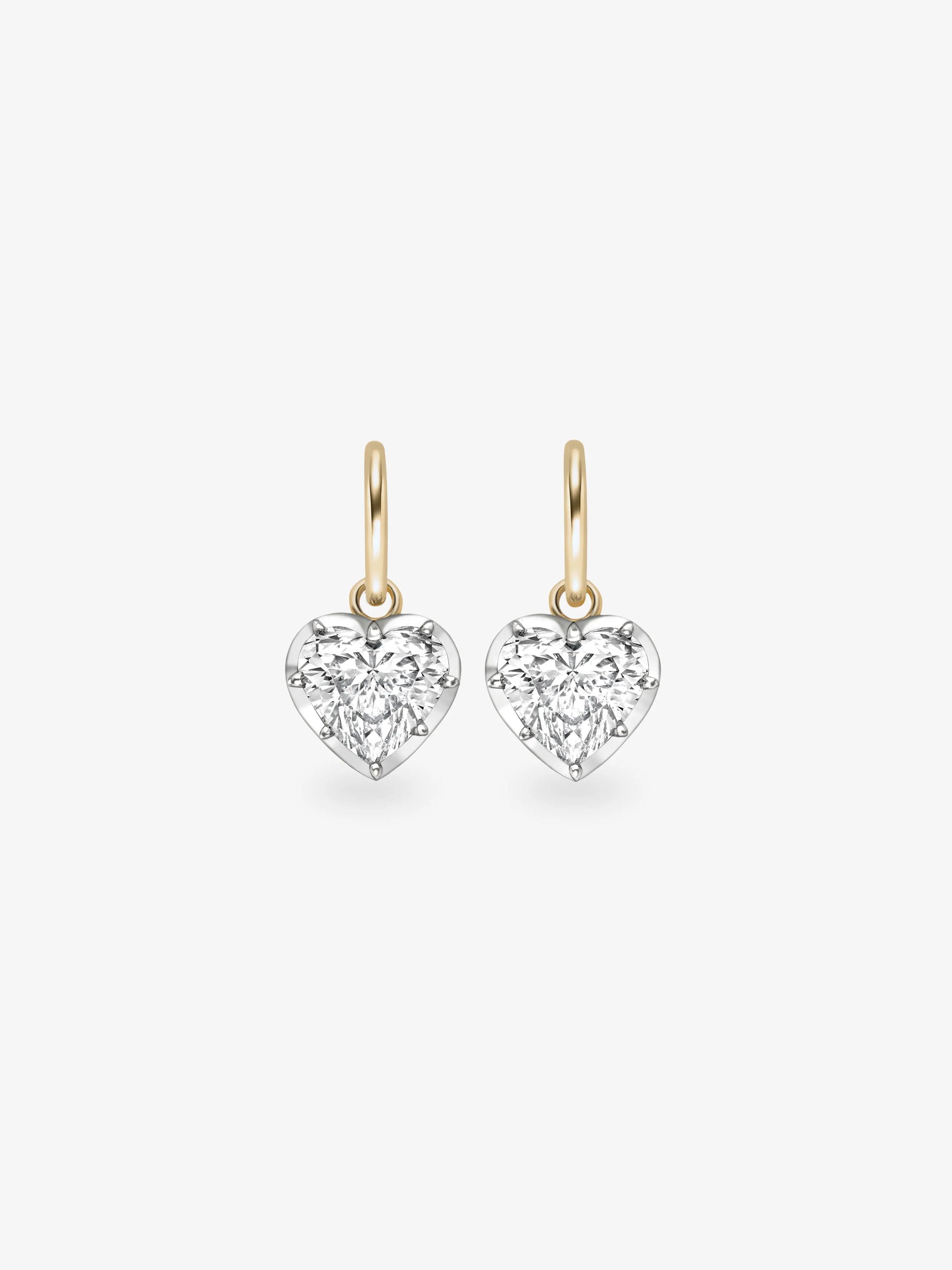 2ct Heart-Shaped Diamond & White Gold Gypset Hoop Earrings View 1