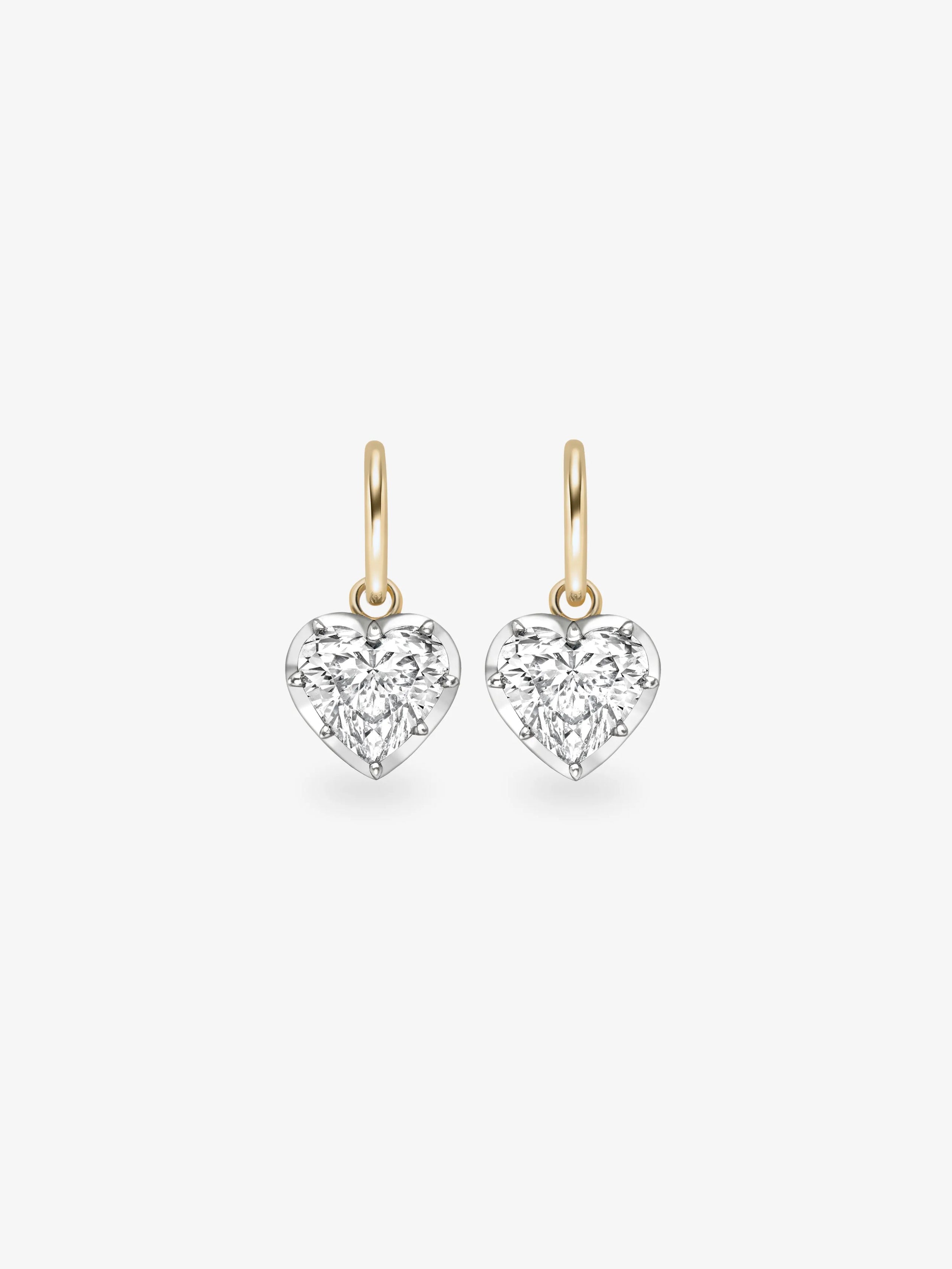 2ct Heart-Shaped Diamond & White Gold Gypset Hoop Earrings View 1