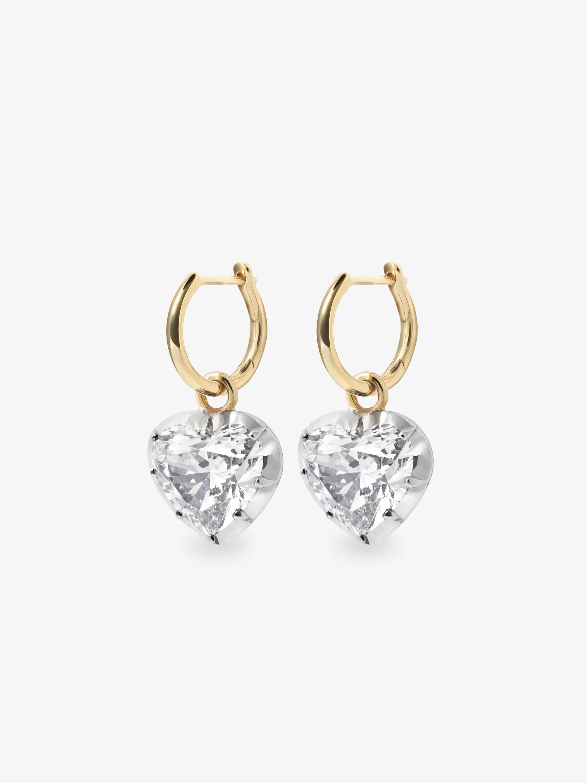 2ct Heart-Shaped Diamond & White Gold Gypset Hoop Earrings View 2