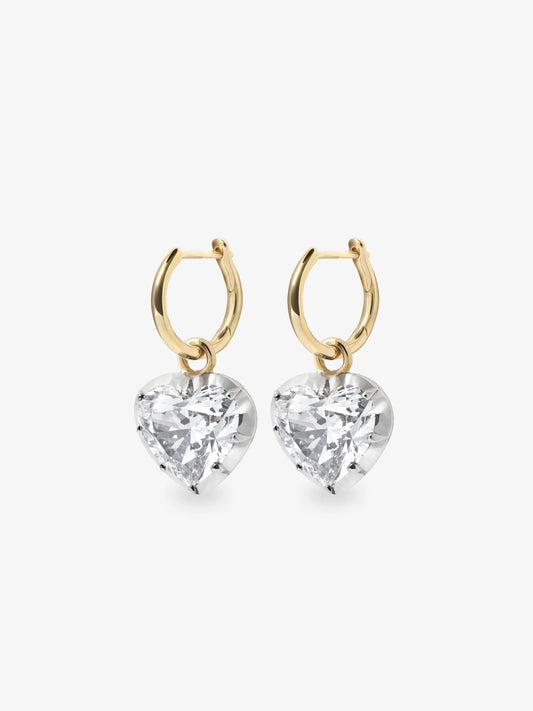 2ct Heart-Shaped Diamond & White Gold Gypset Hoop Earrings View 2