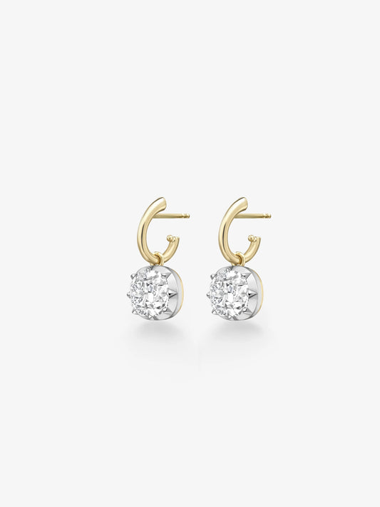 4ct East-West Old Mine Cut Diamond Gypset Hoop Earrings View 2