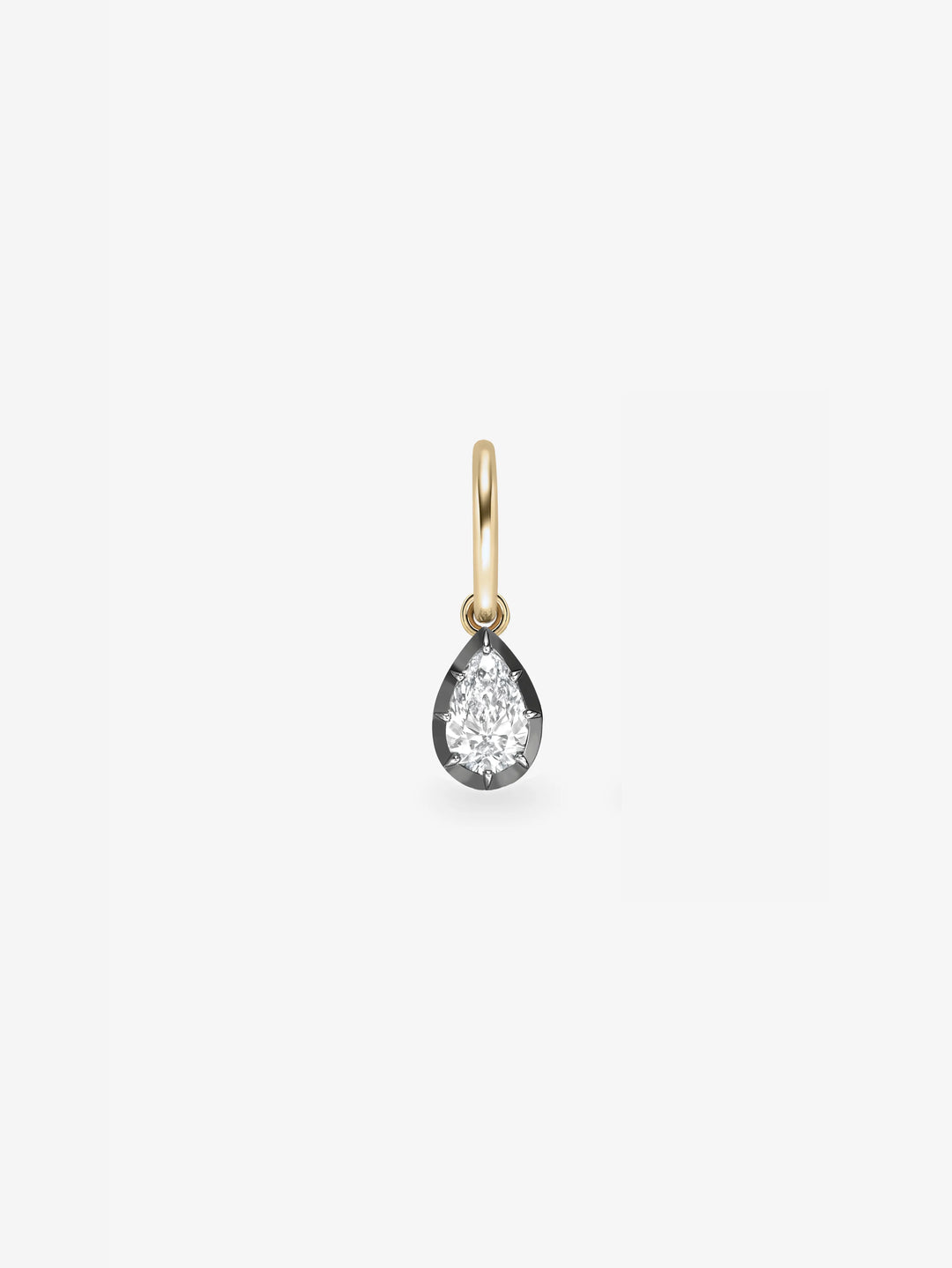 0.70ct Pear-Shaped Diamond & Blackened Gold Single Gypset Hoop Earring  View 1