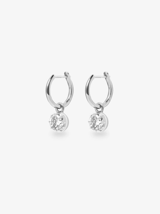 0.40ct Diamond & All White Gold Gypset Hoop Earrings View 2