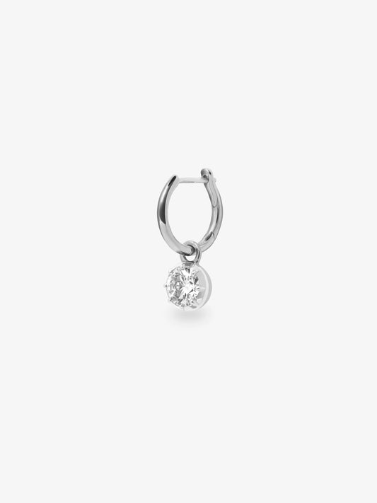 0.40ct Diamond & All White Gold Single Gypset Hoop Earring View 2