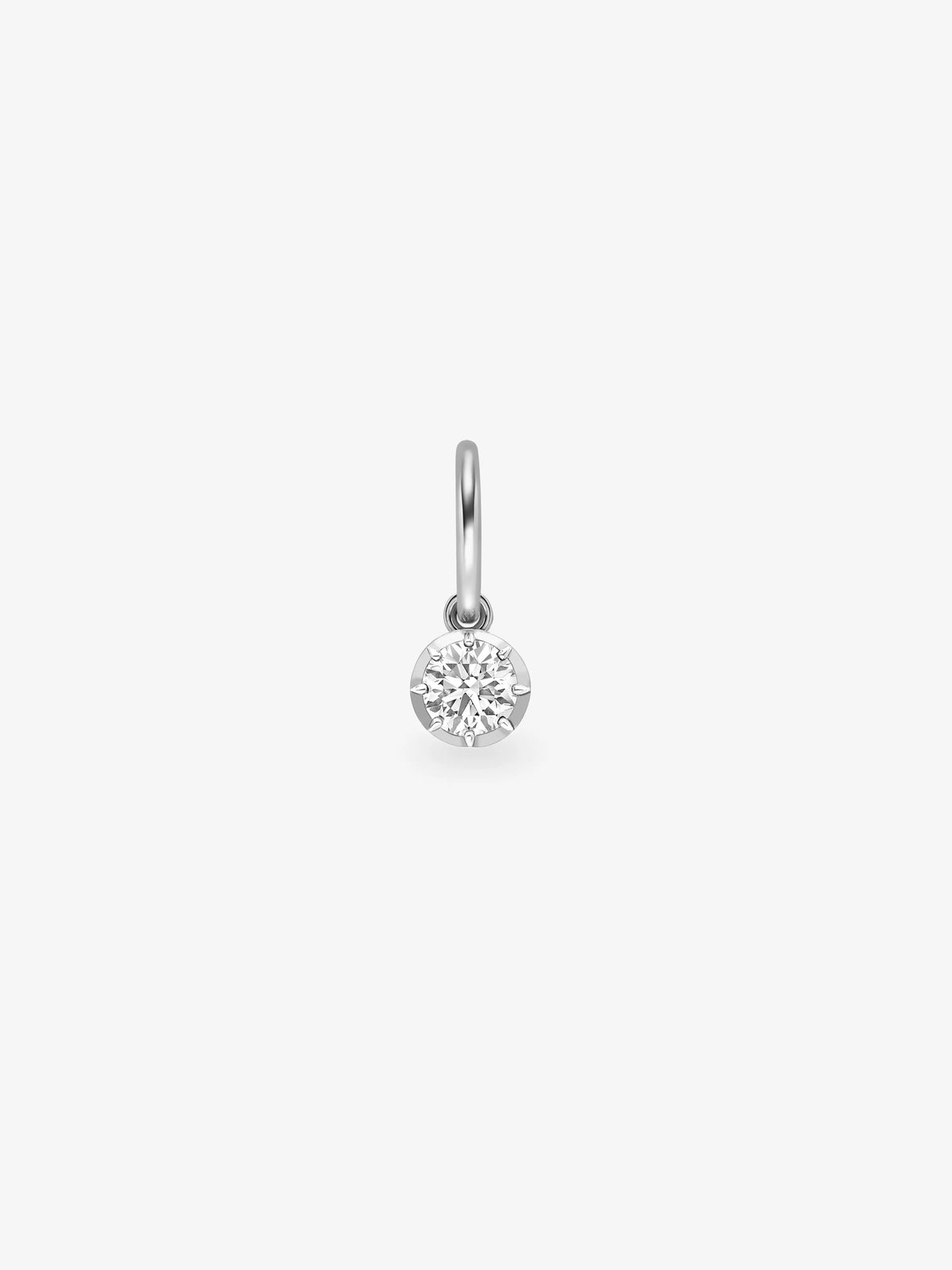 0.70ct Diamond & All White Gold Single Gypset Hoop Earring View 1