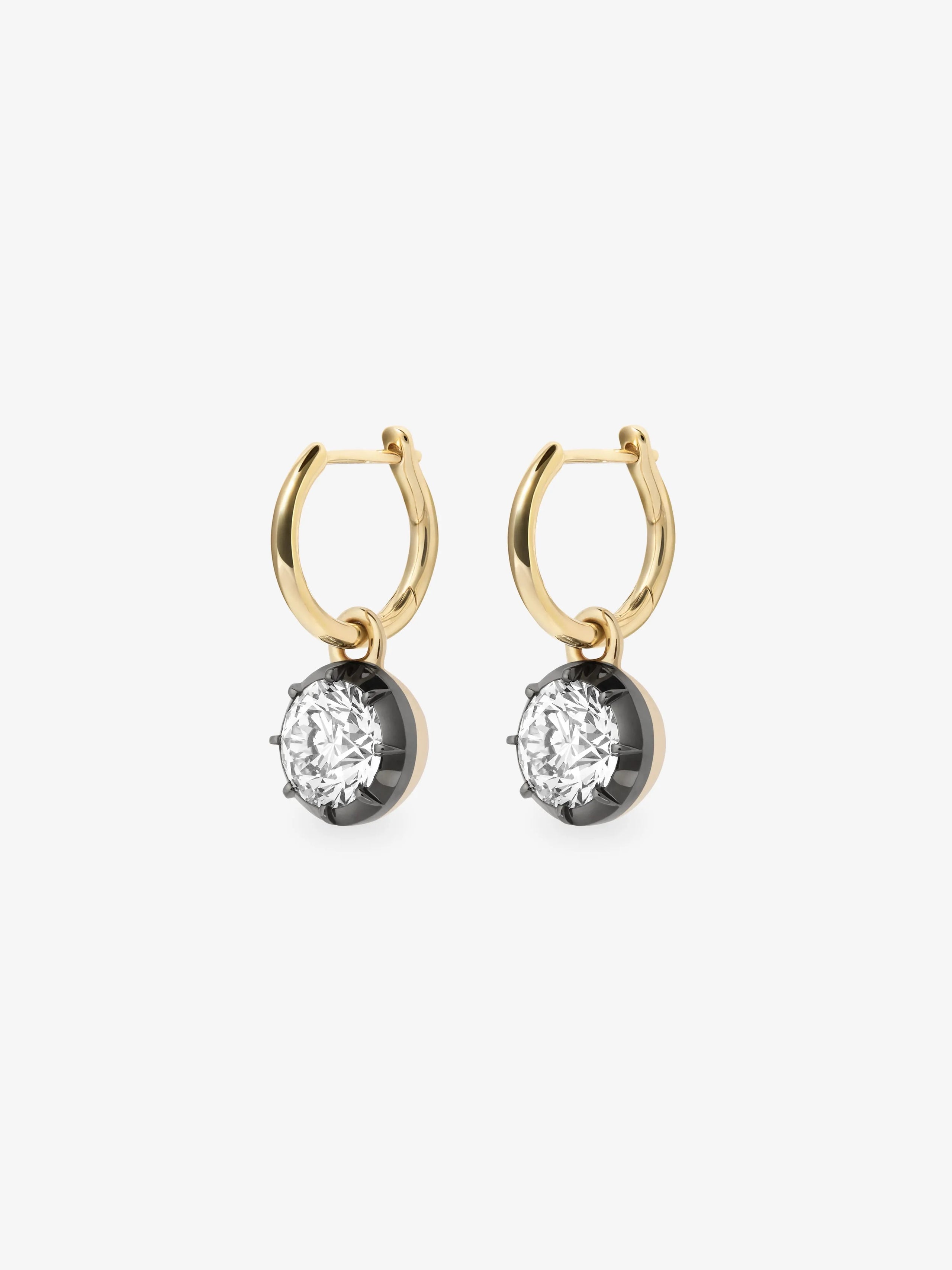 0.70ct Diamond & Blackened Gold Gypset Hoop Earrings View 2