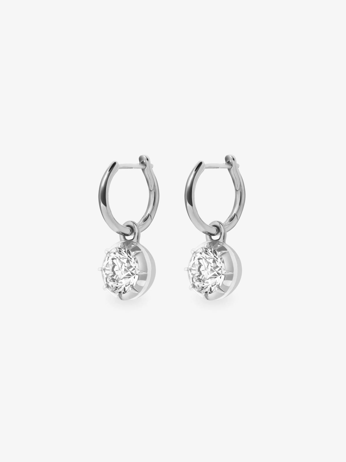 0.40ct Diamond & All White Gold Gypset Hoop Earrings View 2