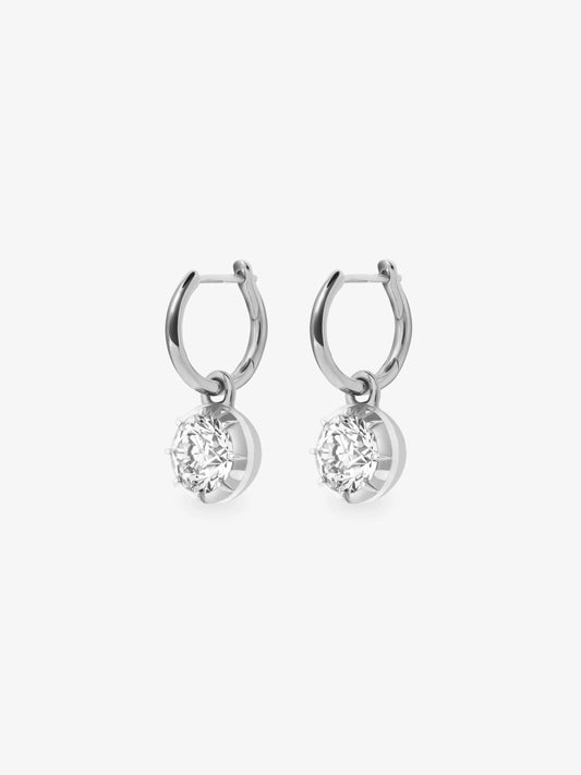 0.40ct Diamond & All White Gold Gypset Hoop Earrings View 2