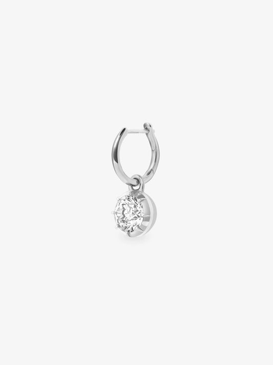 0.70ct Diamond & All White Gold Single Gypset Hoop Earring View 2