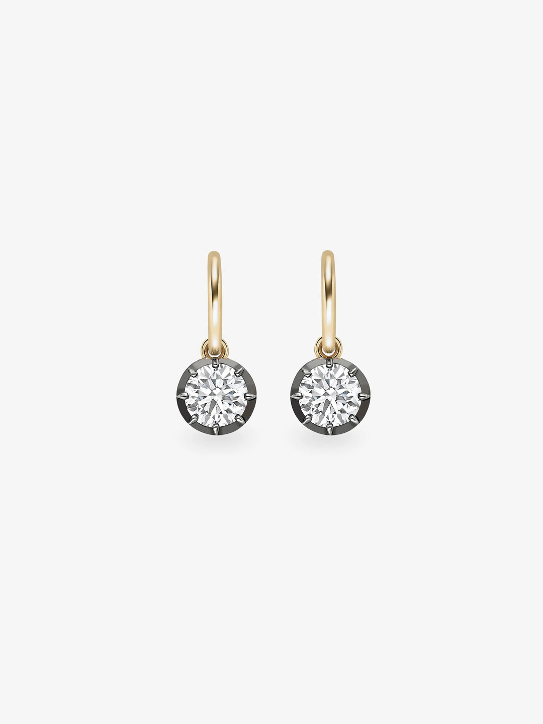 1ct Diamond & Blackened Gold Gypset Hoop Earrings  View 1