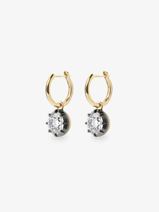 1ct Diamond & Blackened Gold Gypset Hoop Earrings View 2