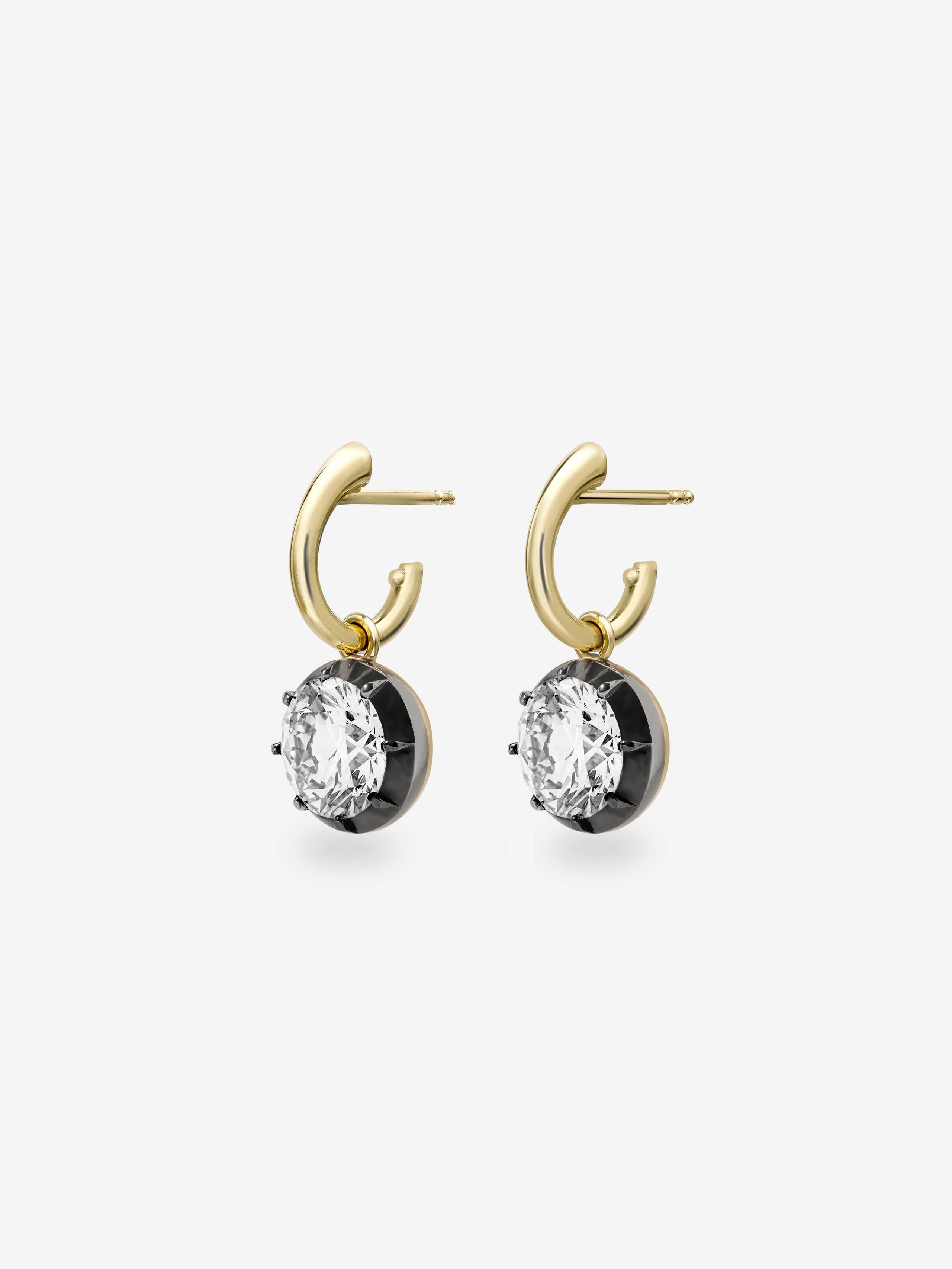 1.70ct Diamond & Blackened Gold Gypset Hoop Earrings View 2
