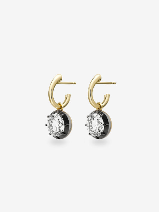 1.70ct Diamond & Blackened Gold Gypset Hoop Earrings View 2