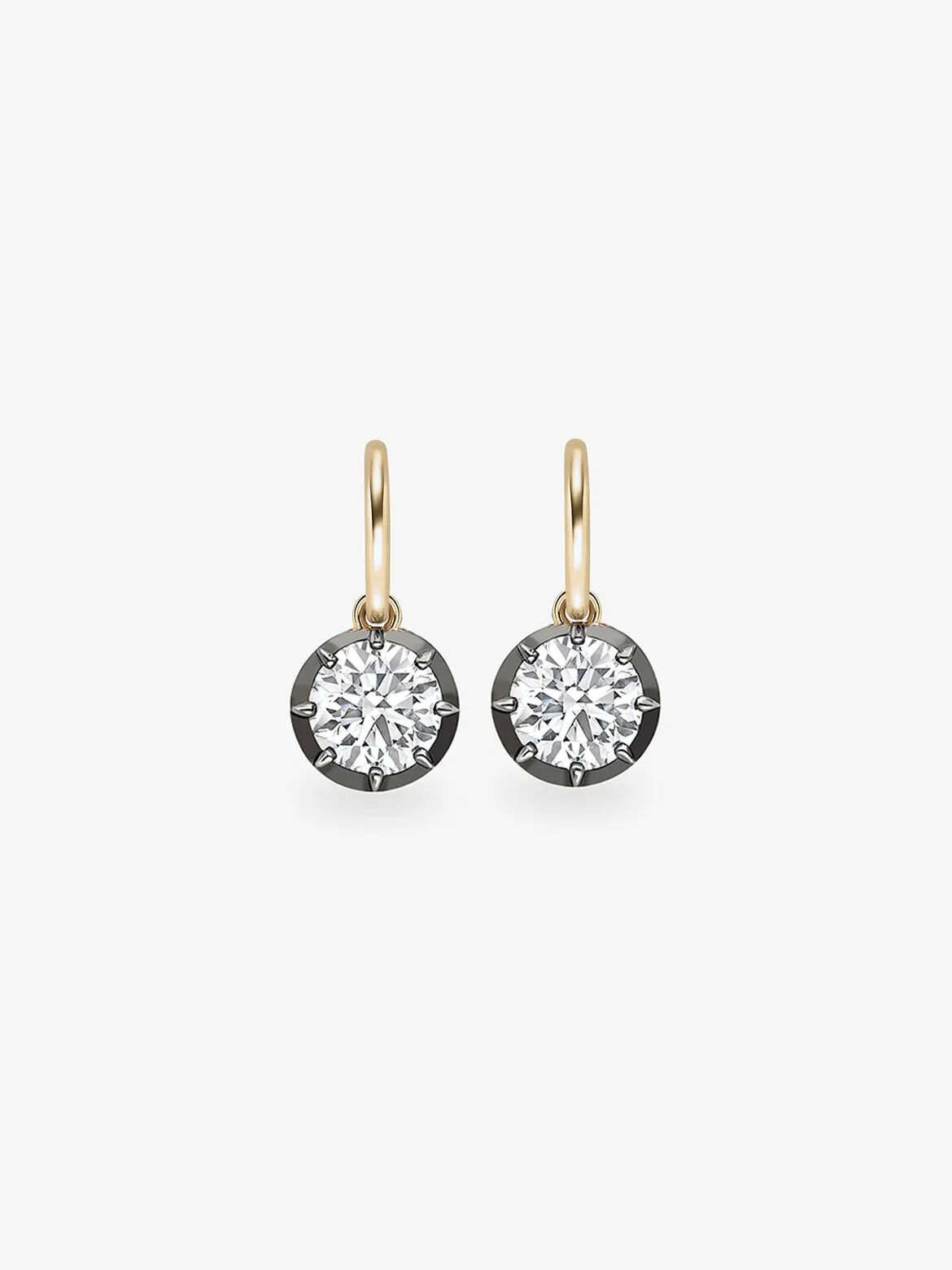 2ct Diamond & Blackened Gold Gypset Hoop Earrings View 1