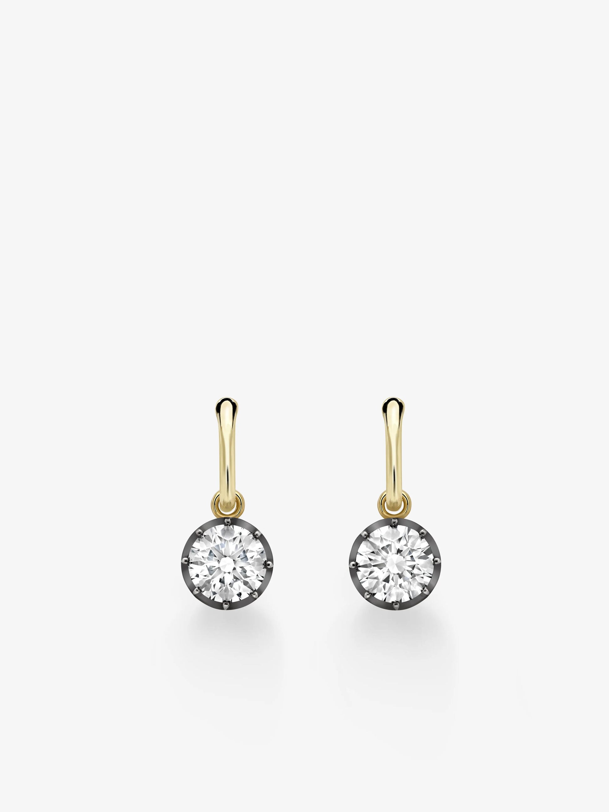 2.50ct Diamond & Blackened Gold Gypset Hoop Earrings View 1