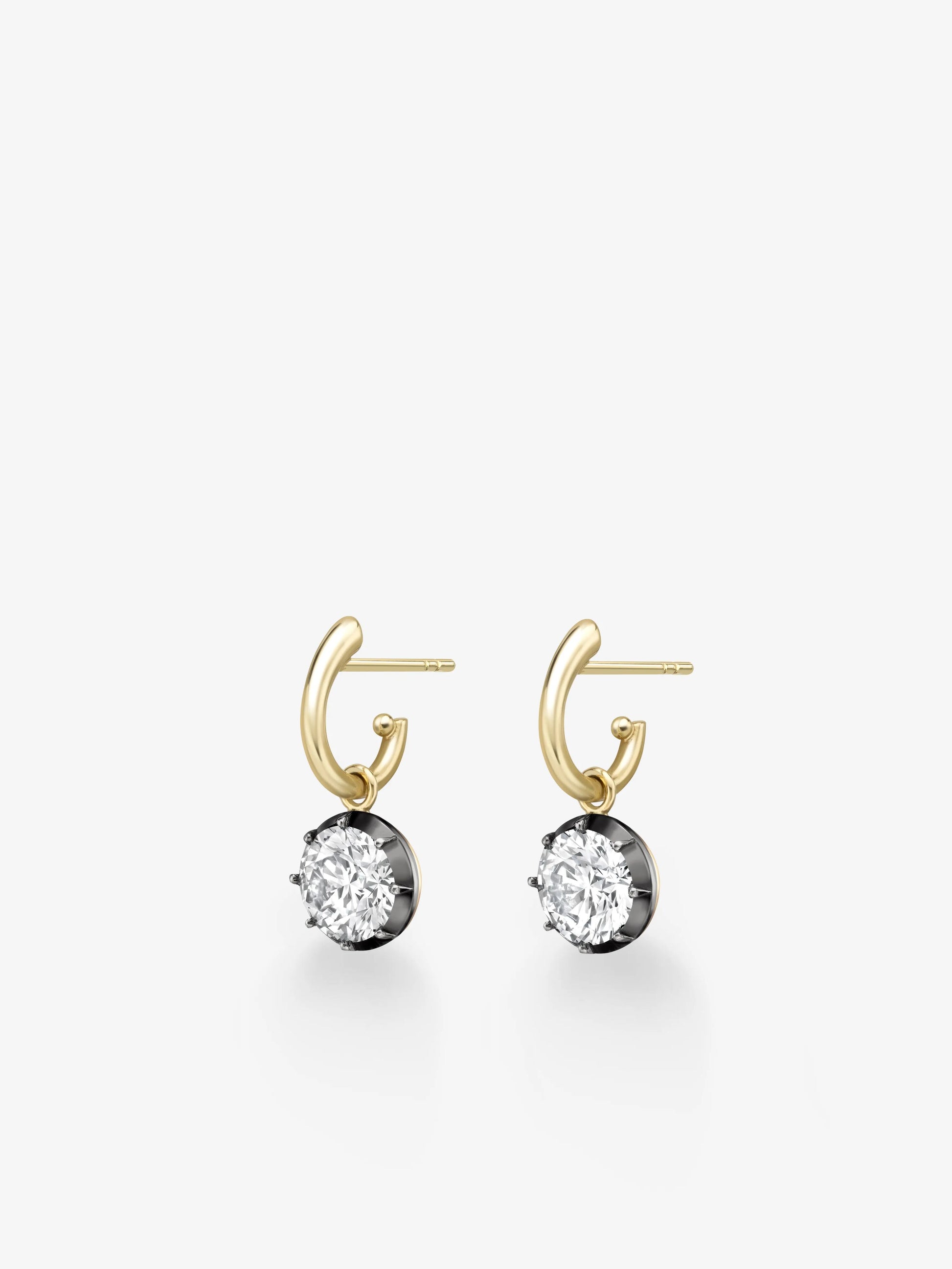 2.50ct Diamond & Blackened Gold Gypset Hoop Earrings View 2