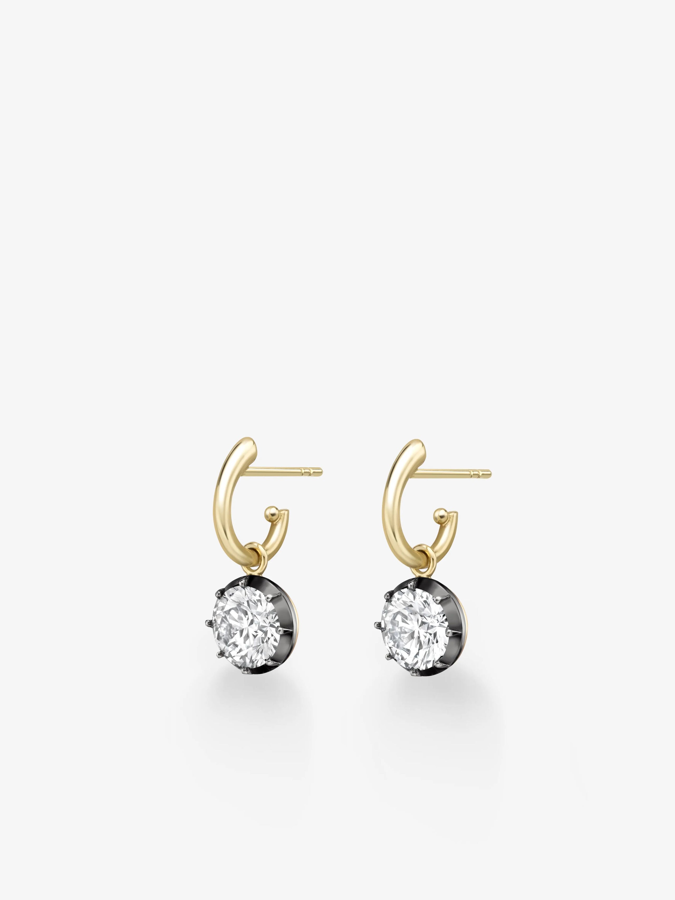 2.50ct Diamond & Blackened Gold Gypset Hoop Earrings View 2