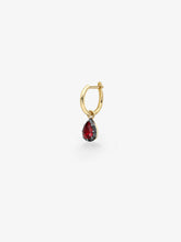 0.50ct Single Pear-Shaped Ruby & Blackened Gold Gypset Hoop Earring