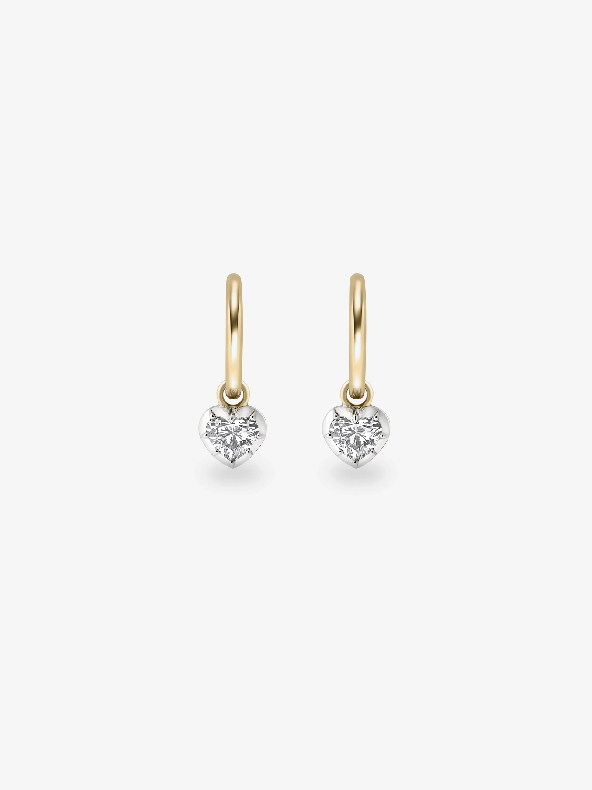 0.30ct Heart-Shaped Diamond & White Gold Gypset Hoop Earrings View 1