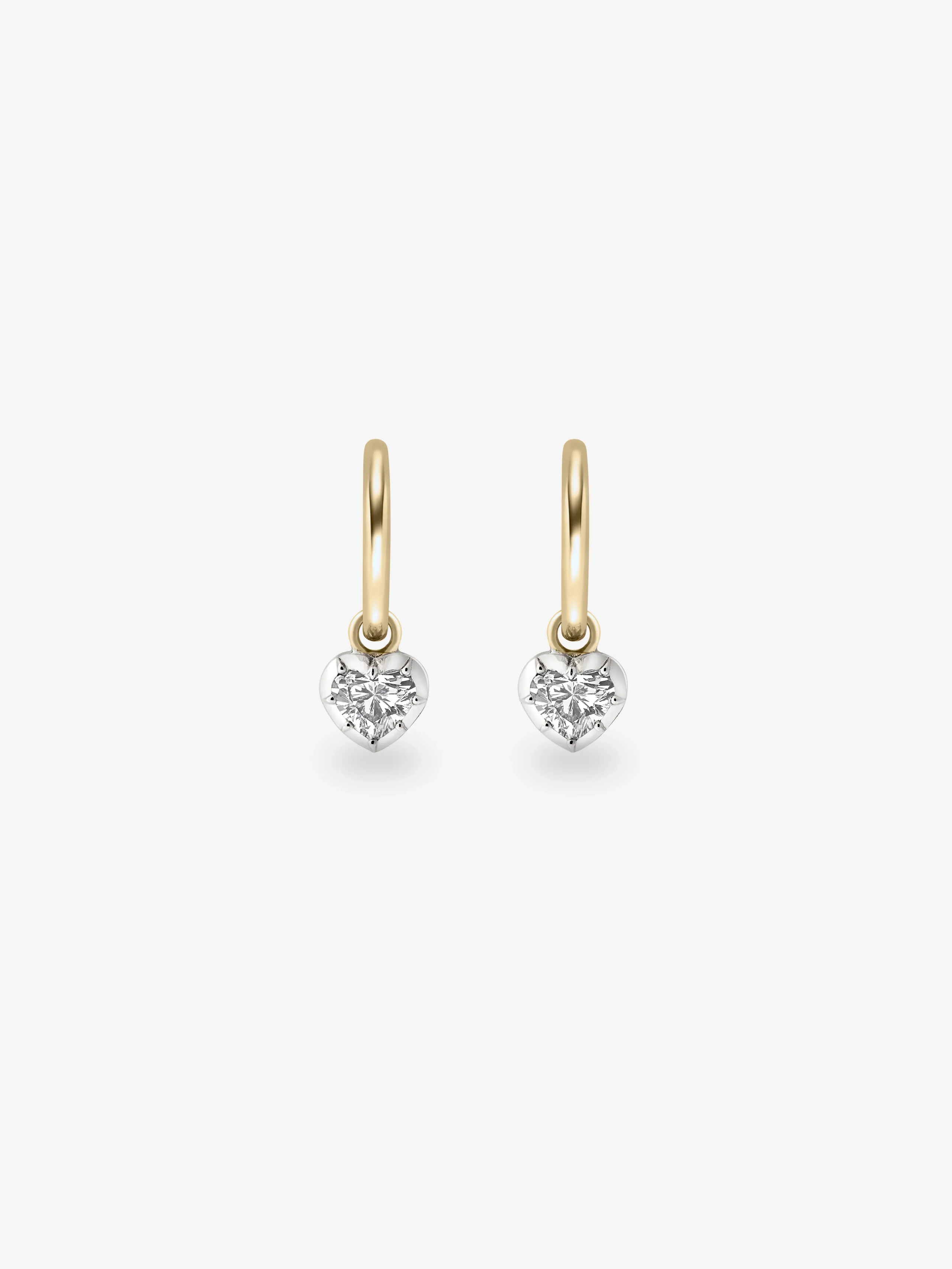 0.30ct Heart-Shaped Diamond & White Gold Gypset Hoop Earrings View 1