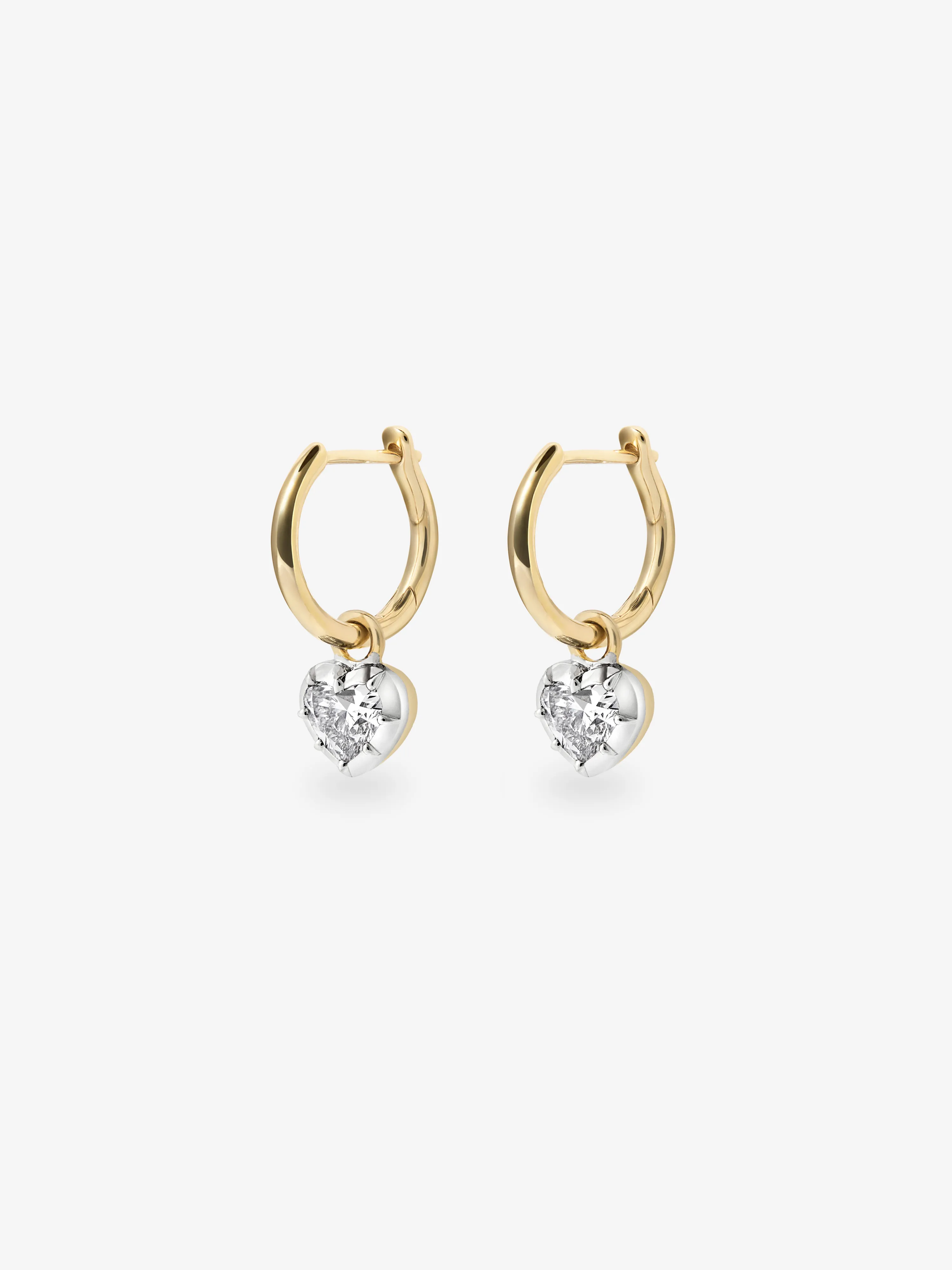 0.30ct Heart-Shaped Diamond & White Gold Gypset Hoop Earrings View 2