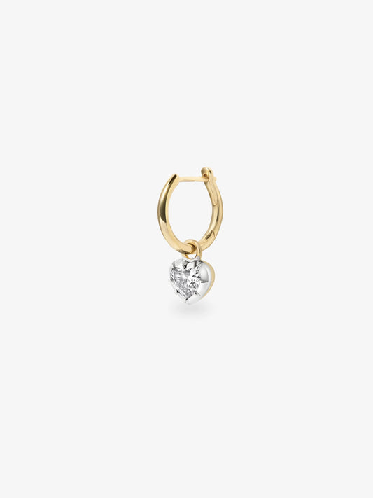 0.30ct Heart-Shaped Diamond & White Gold Single Gypset Hoop Earring View 2