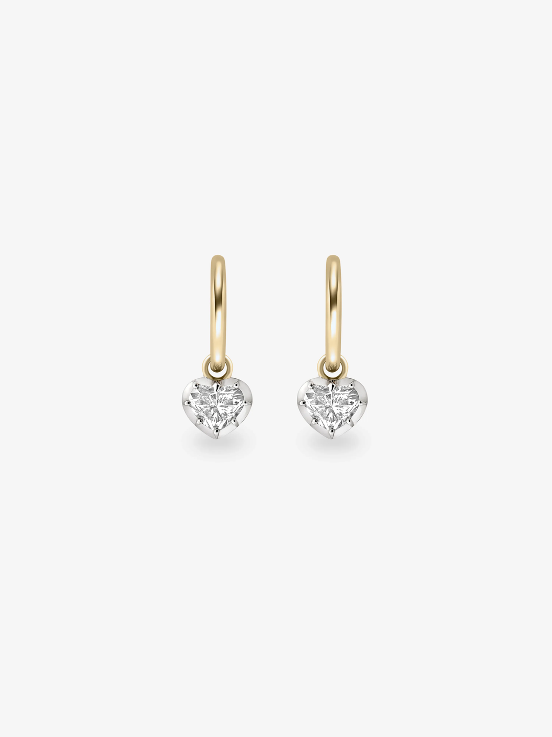 0.50ct Heart-Shaped White Gold Gypset Hoop Earrings  View 1