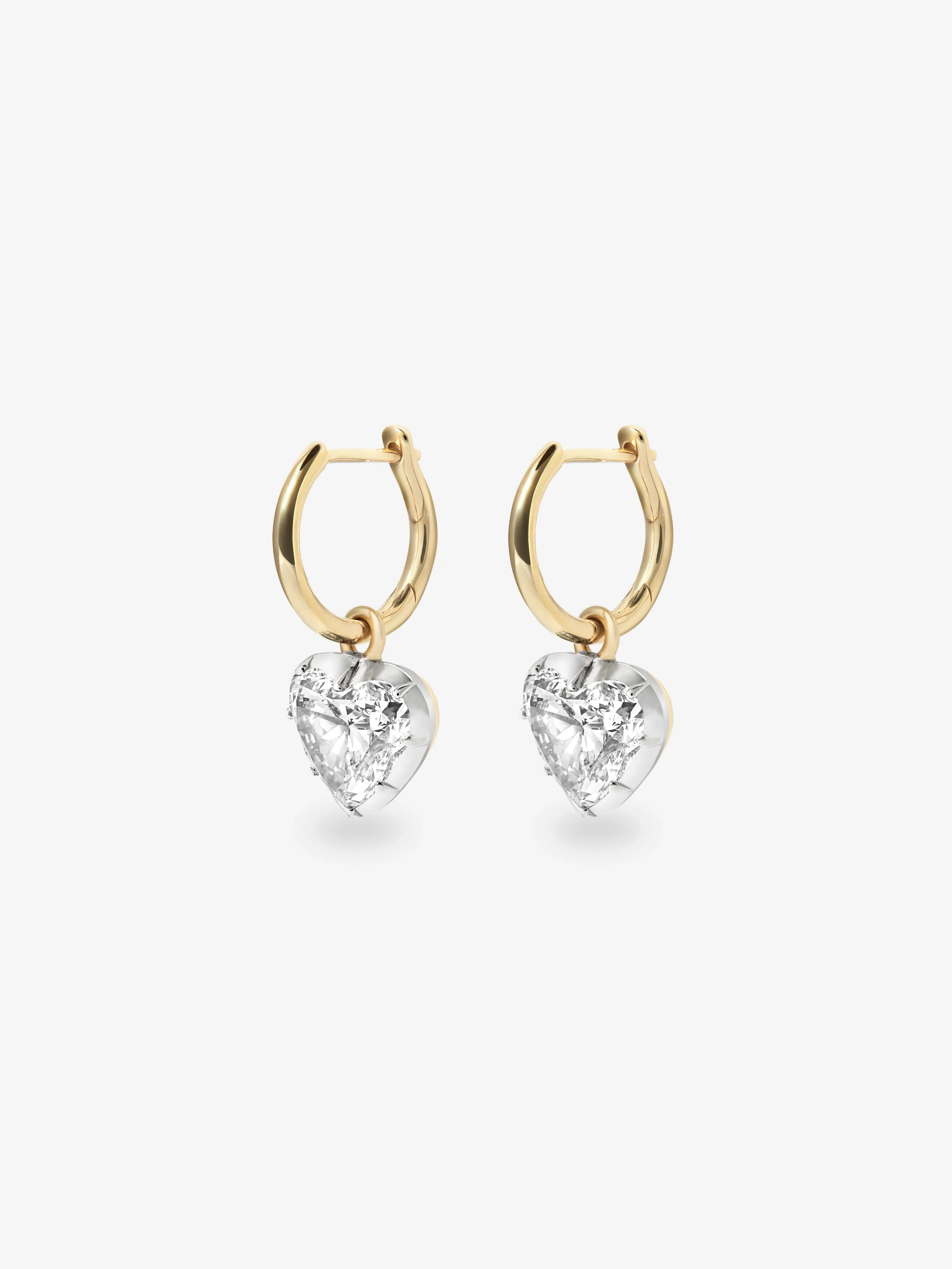 1ct Heart-Shaped Diamond & White Gold Gypset Hoop Earrings View 2