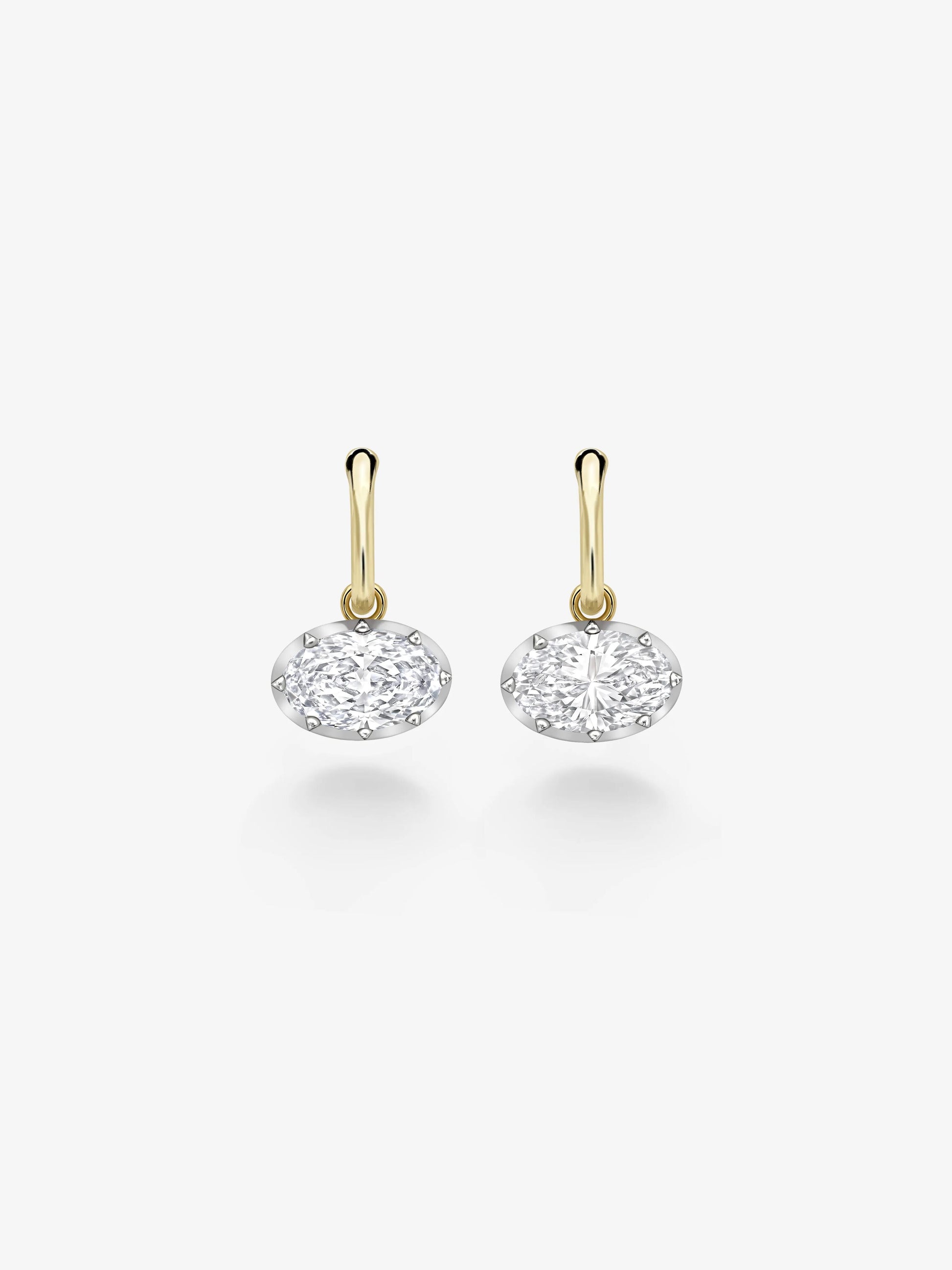 3ct Oval Diamond & White Gold Gypset Hoop Earrings View 1