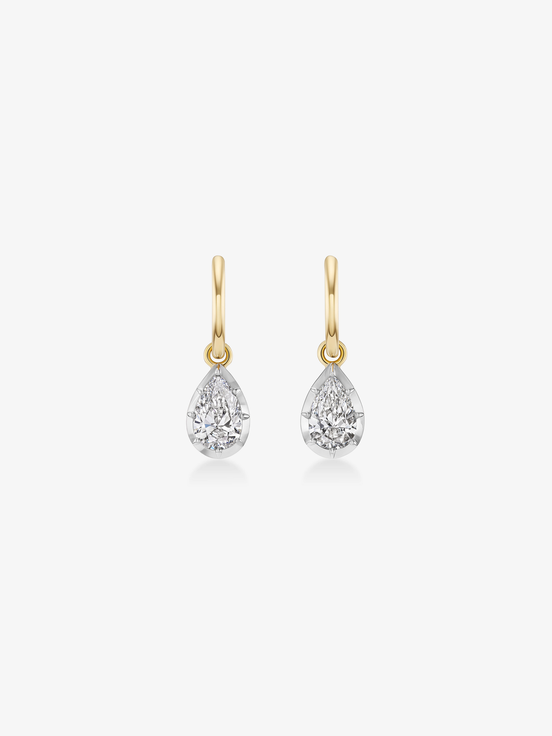 0.70ct Pear-Shaped Diamond & White Gold Point Up Gypset Hoop Earrings  View 1
