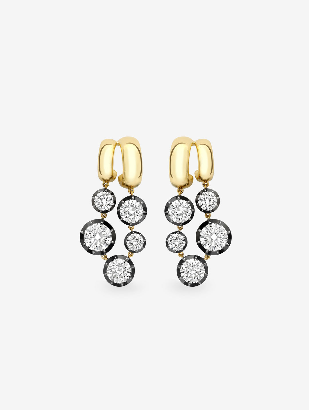 Solar Diamond & Blackened Gold Gypset Earrings  View 1