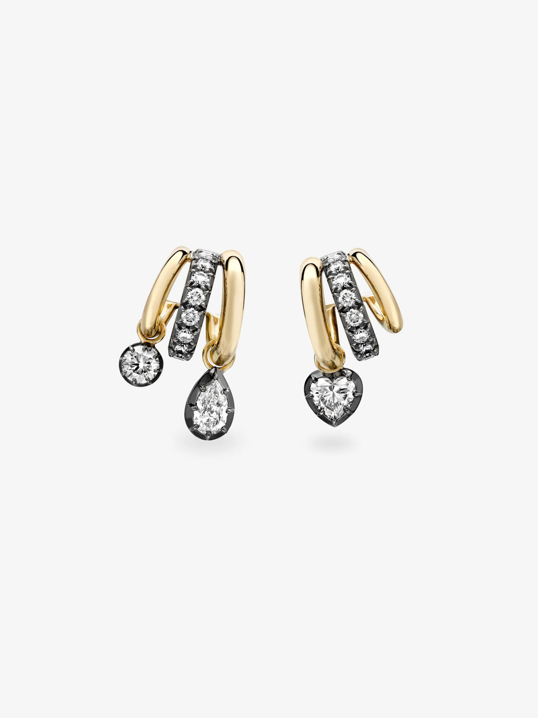 Multi-Shape Diamond Tripset Hoops  View 1