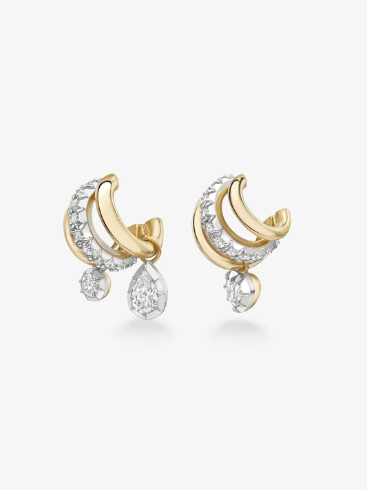 Multi-Shape Diamond & White Gold Tripset Hoops View 2