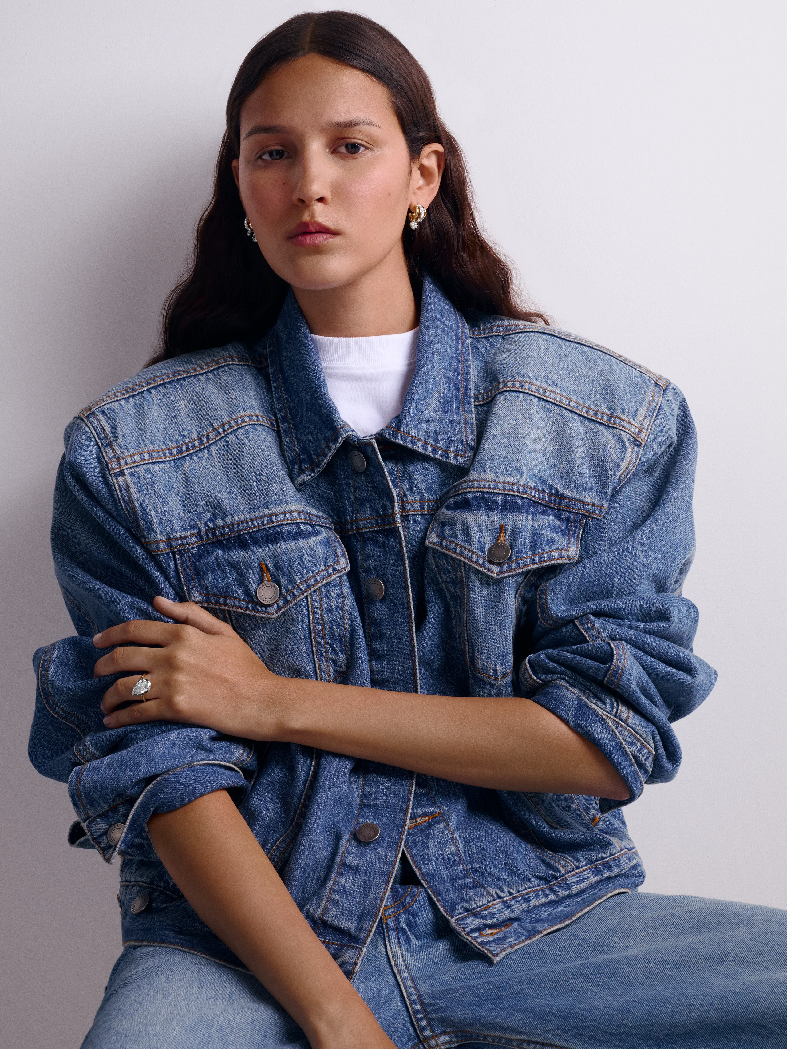 Multi-Shape Diamond & White Gold Tripset Hoops View 3