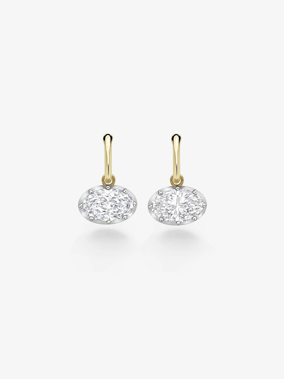 4.20ct Oval Diamond & White Gold Gypset Hoop Earrings  View 1