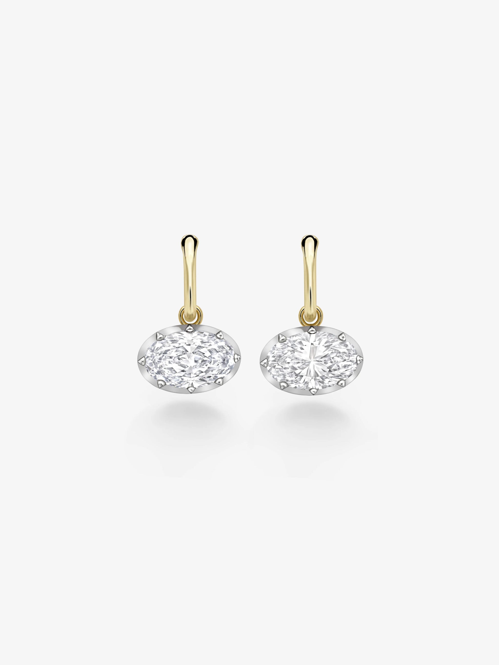4.20ct Oval Diamond & White Gold Gypset Hoop Earrings View 1