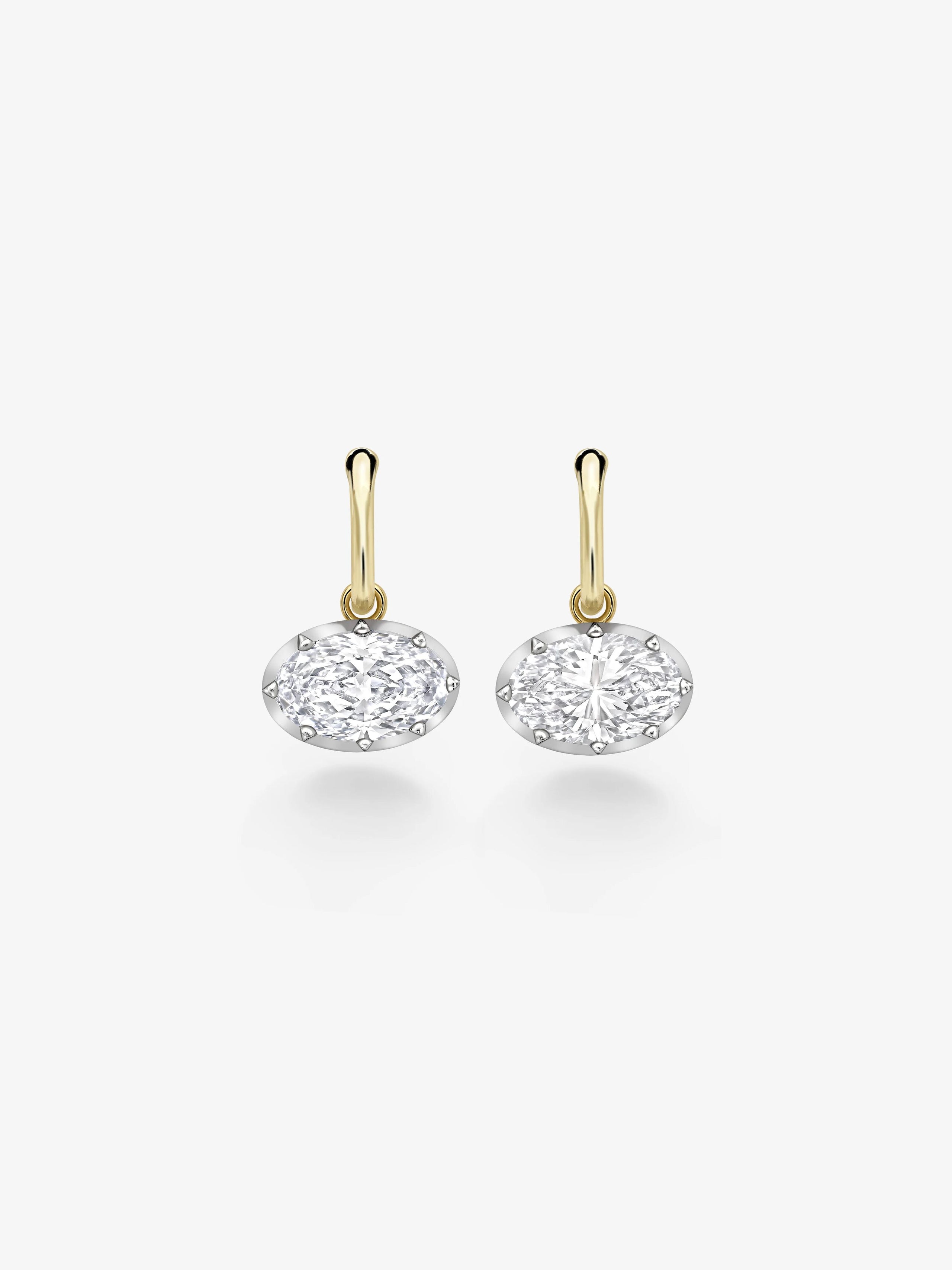 4.20ct Oval Diamond & White Gold Gypset Hoop Earrings View 1