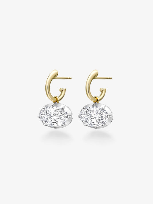 4.20ct Oval Diamond & White Gold Gypset Hoop Earrings View 2