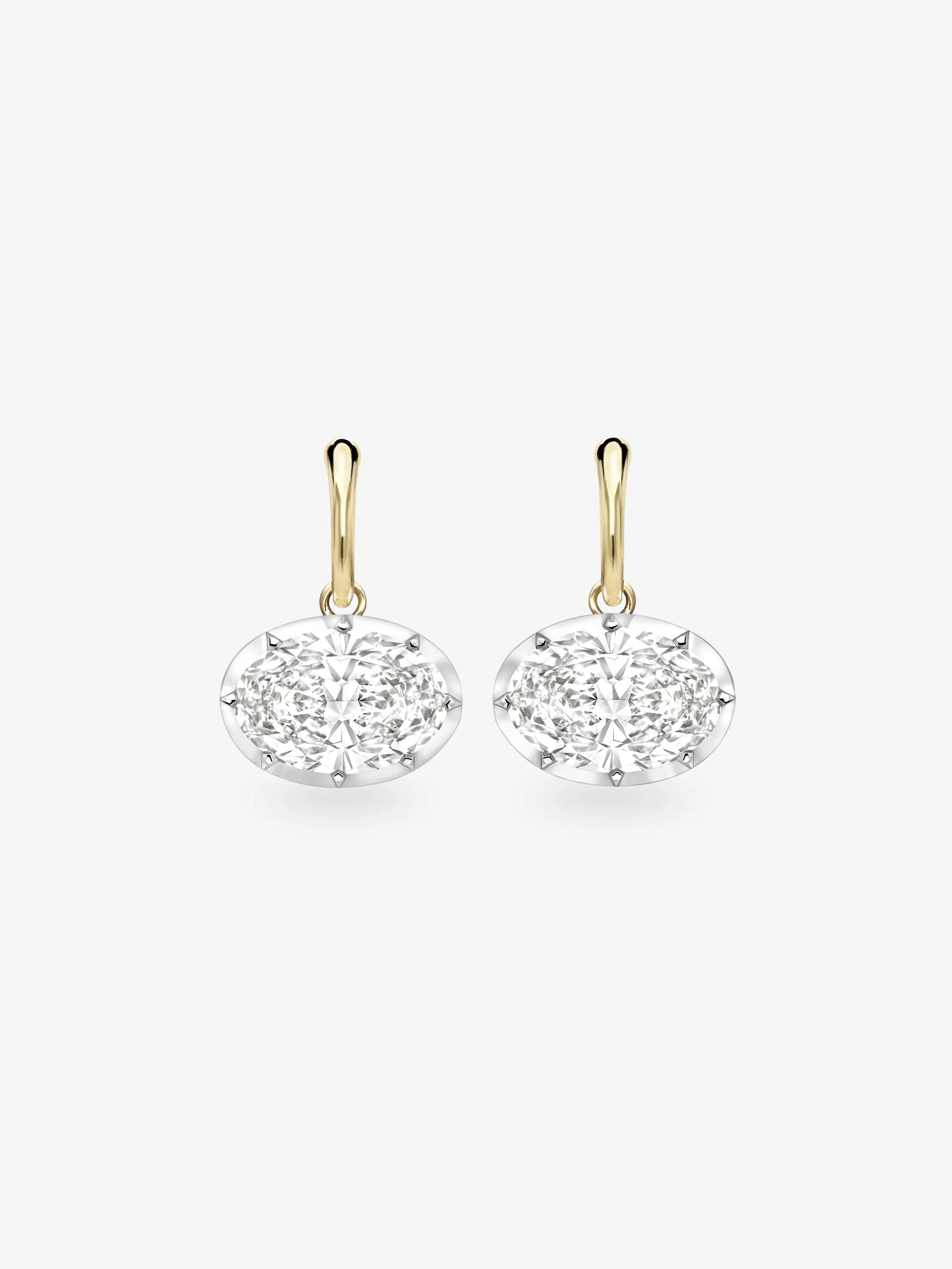 6.23ct Oval Diamond & White Gold Gypset Hoop Earrings View 1