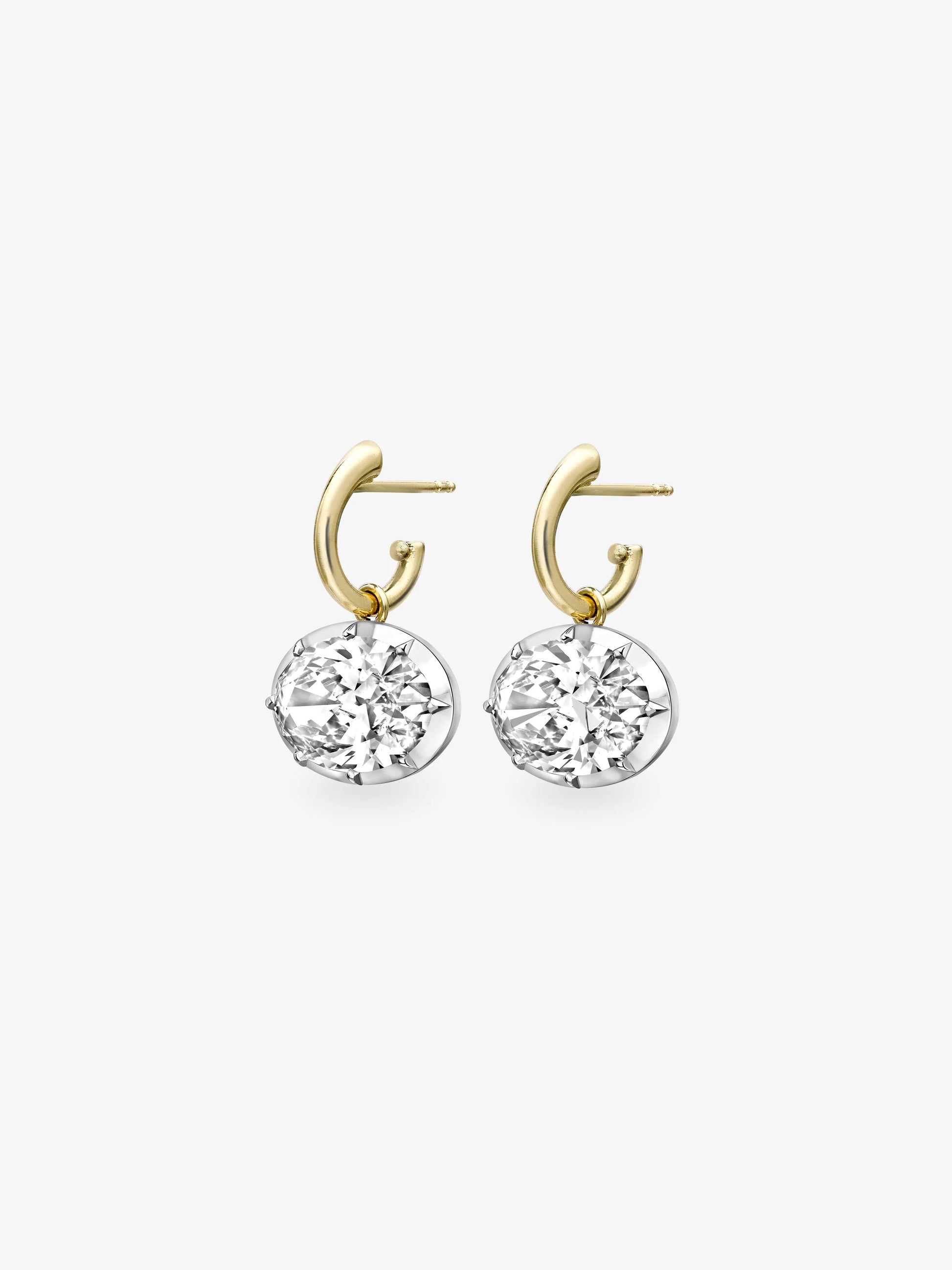 6.23ct Oval Diamond & White Gold Gypset Hoop Earrings View 2