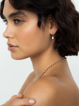 0.70ct Pear-Shaped Diamond & Blackened Gold Single Gypset Hoop Earring