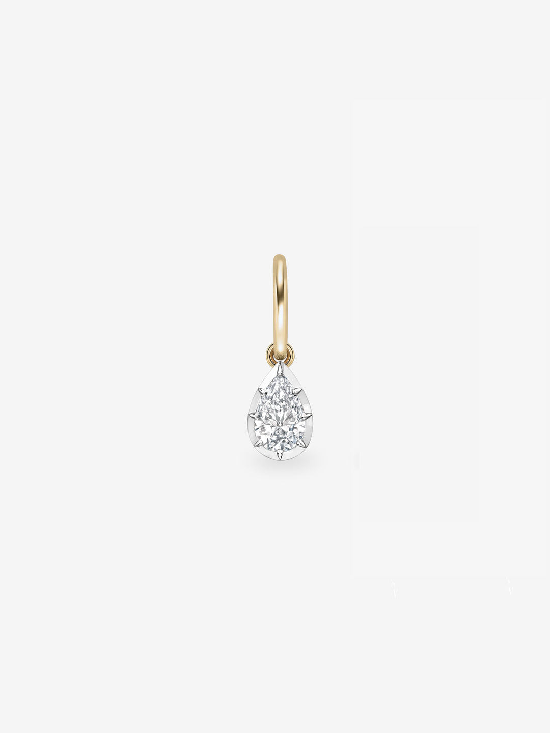 0.70ct Pear-Shaped Diamond & White Gold Single Gypset Hoop Earring  View 1