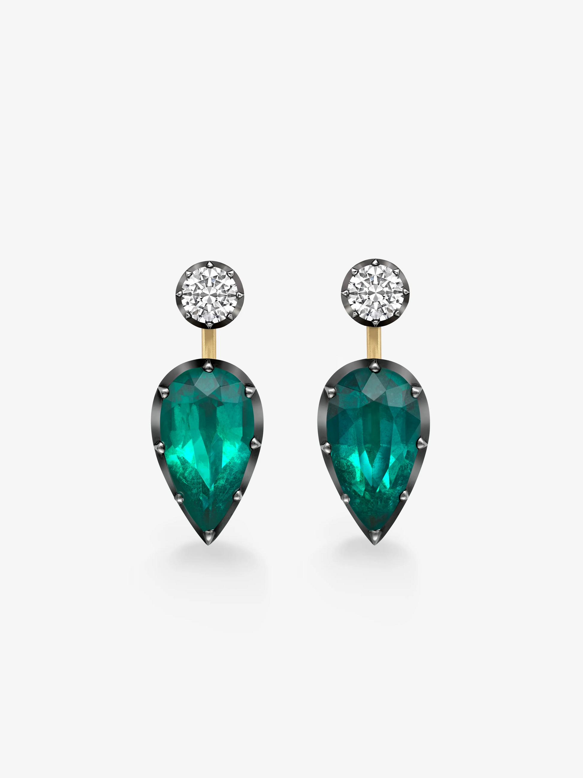 6.58ct Pear-Shaped Emerald & Diamond Stud Earrings View 1